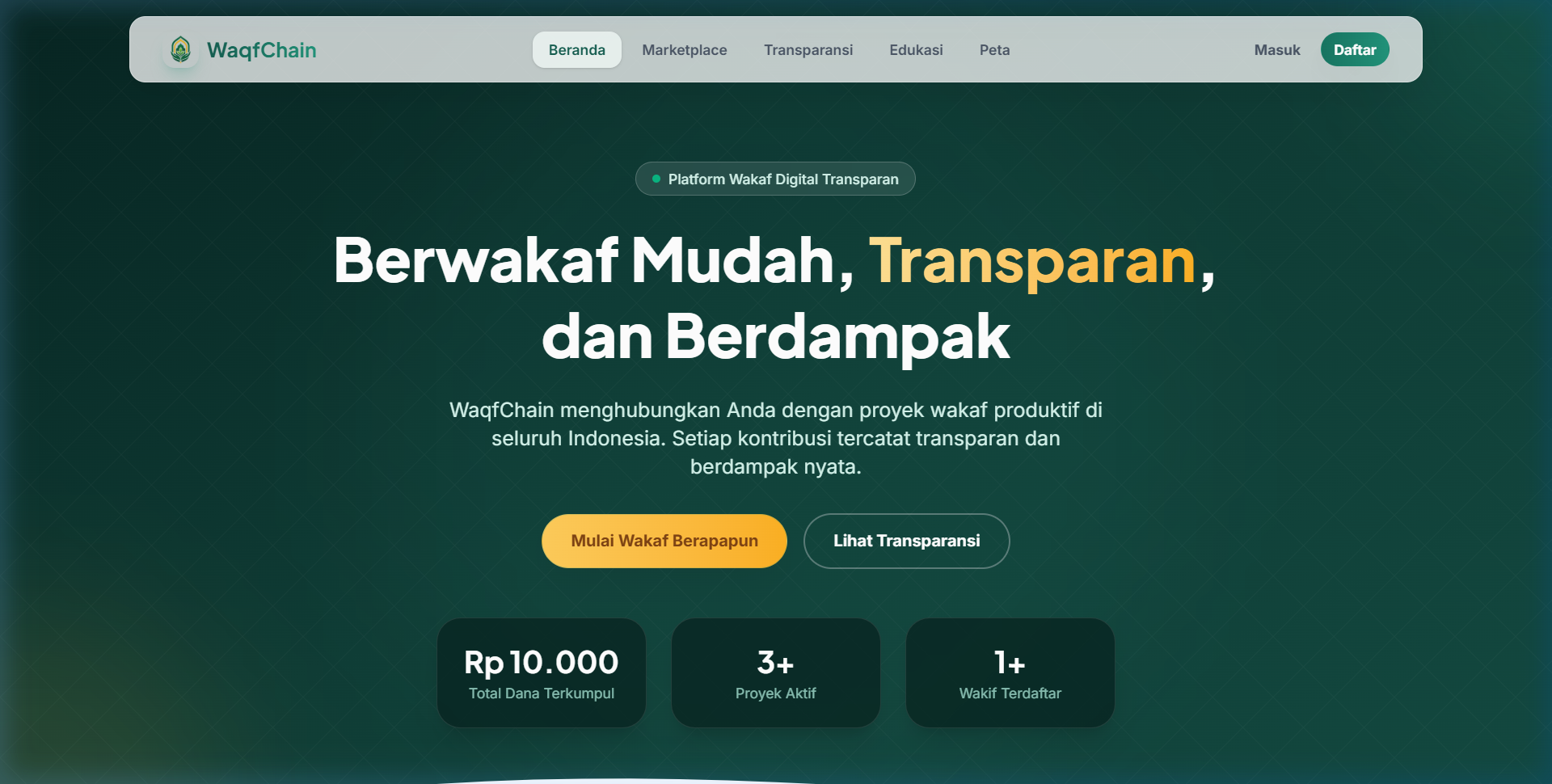 WaqfChain - Platform Wakaf Digital Transparan